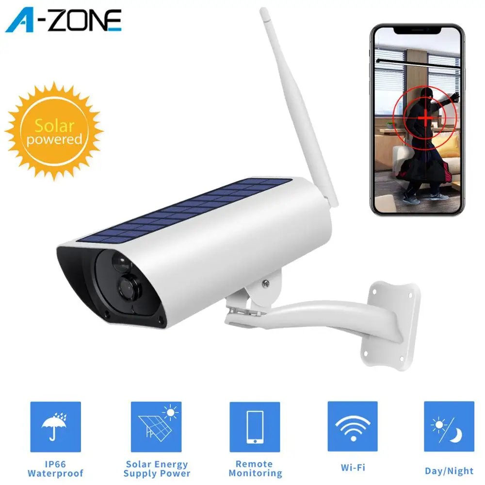 A ZONE Солнечный Wi Fi Камера 1080P CCTV камера наружного наблюдения IP Ночное видение