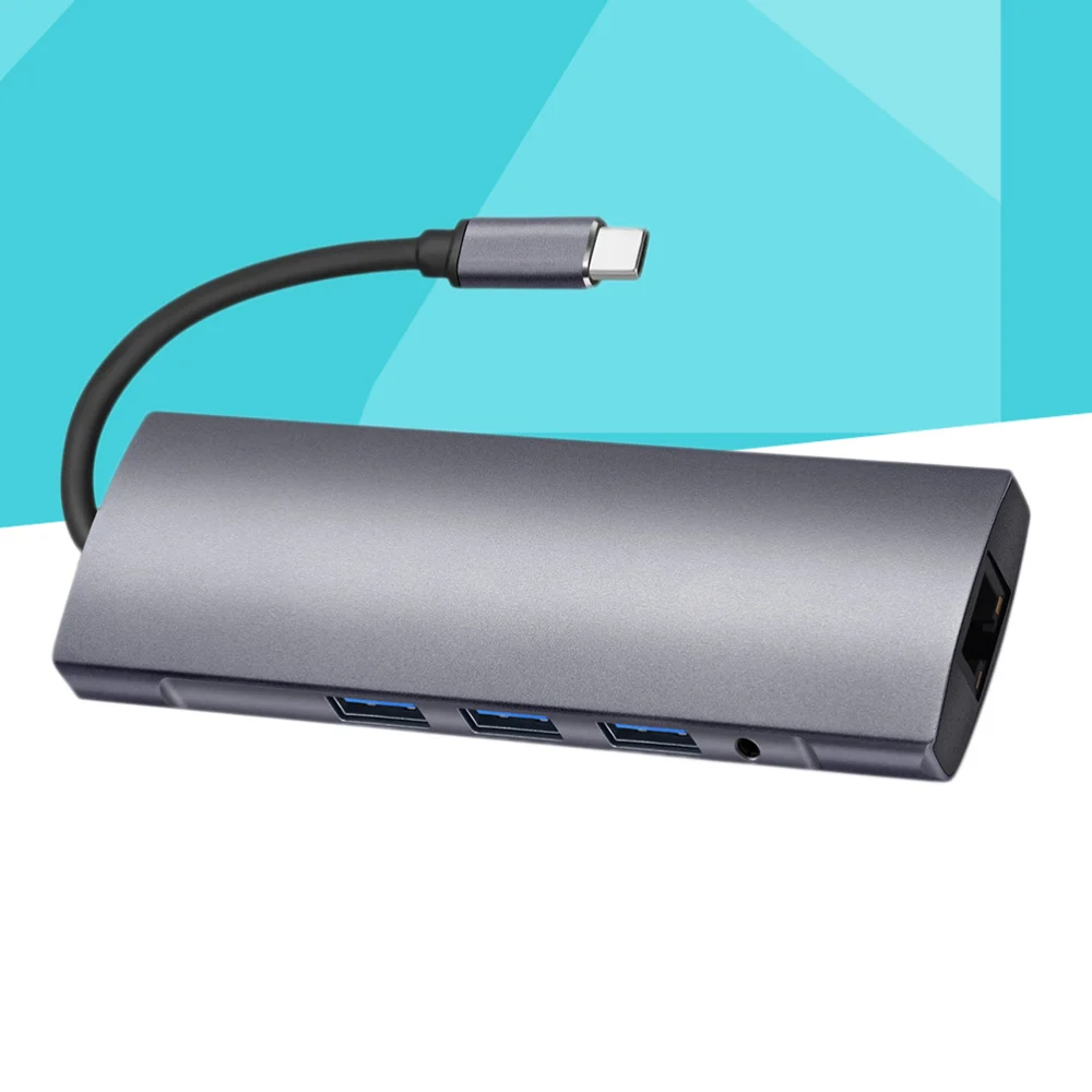 

in 1 Type Adapter to RJ45 USB 3.0 Hub SD/TF Reader Audio PD Port 1000Mbps Network Adapter for Notebook USB Flash Drives