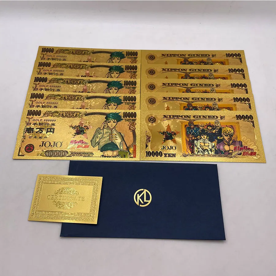 9 видов японских классических золотых аниме наклеек для банкнот