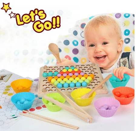 Деревянные Монтессори детские головоломки Tos Hands Brain Training Clip Beads Puzzle Board Math Game