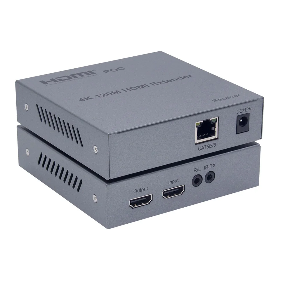 4K HDMI удлинитель TX к RX 120 м с POC Cat5/LAN/RJ45/UTP сетевой кабель Tx/Rx 3 5 мм R/L аудио выход петли