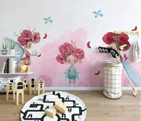 ainyoousem hand painted flower little fairy child house background papier peint papel de parede wallpaper 3d wallpaper stickers