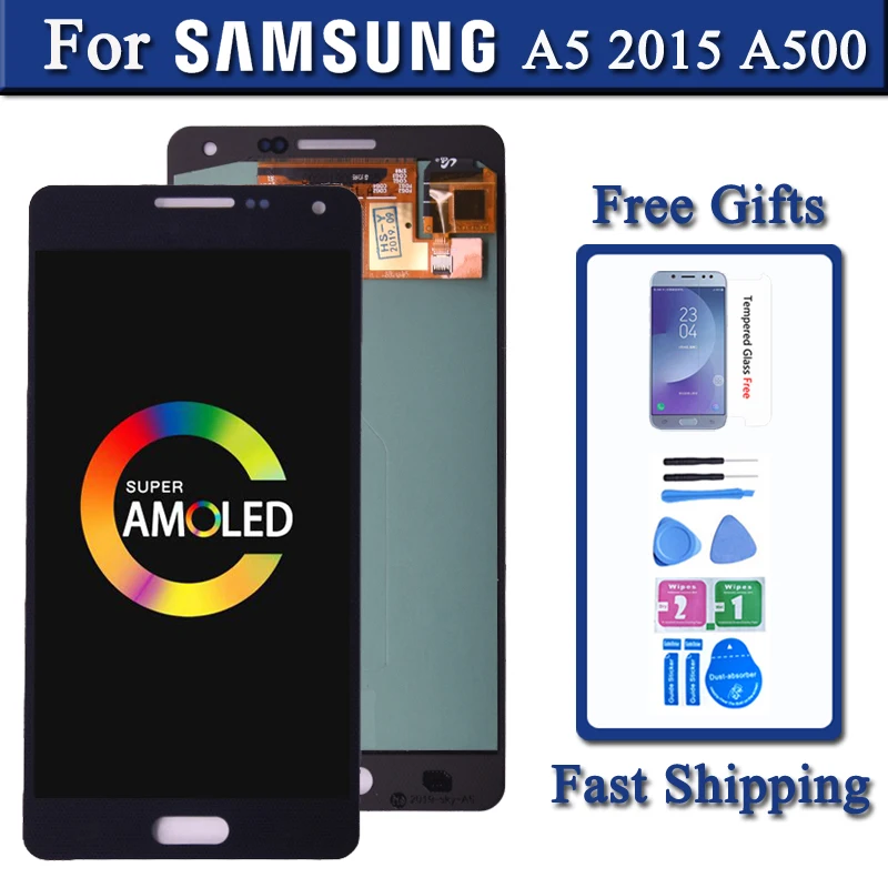 ЖК дисплей Amoled для Samsung Galaxy A5 2015 A500 A500F A500M A500Y A500FQ с дигитайзером сенсорного экрана