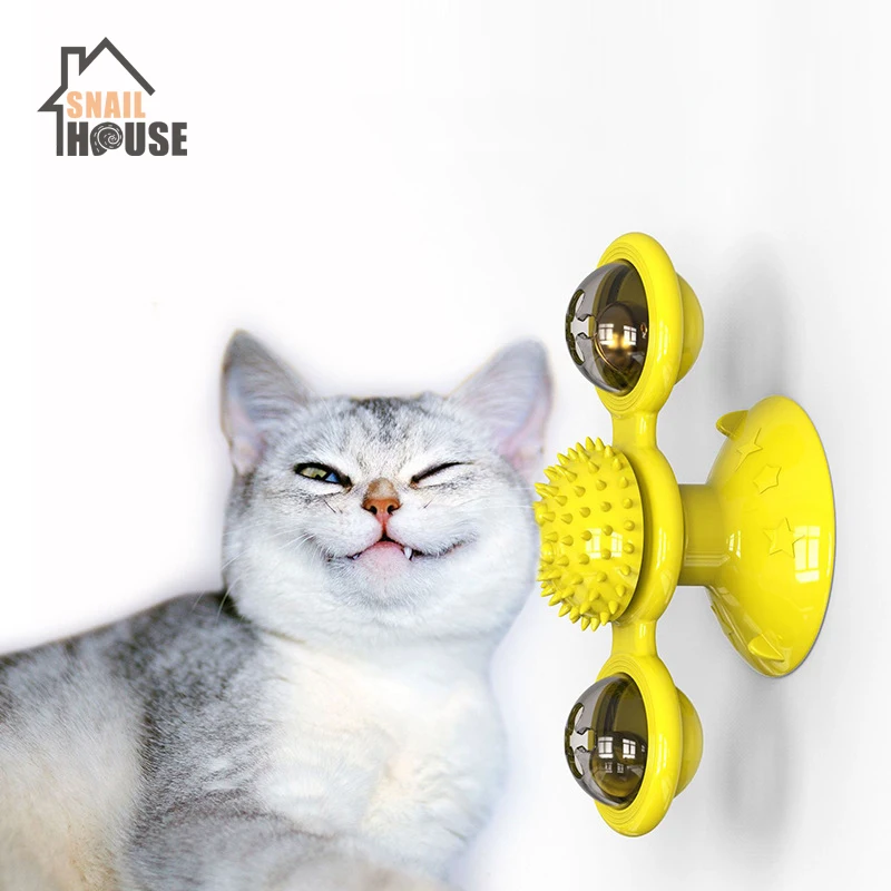 

Snailhouse интерактивная игрушка для кошек вращающаяся ветряная мельница, тренировочные игрушки, кошка, котенок, искусственная щетка, уход за во...
