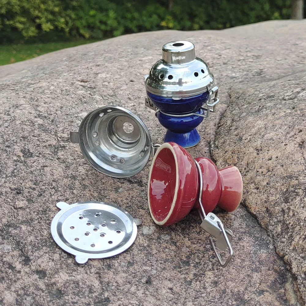 Керамическая чаша для кальяна с металлическим ветровым стеклом и углем | Дом сад