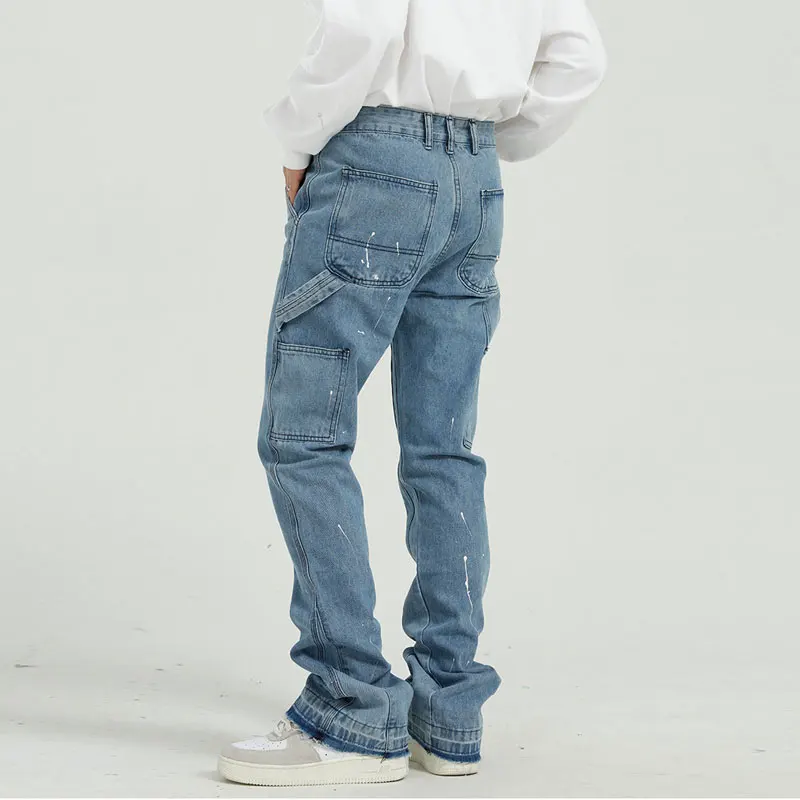 European American Street Style Fashion Men Jeans Painted Designer Loose Fit Casual Wide Leg Denim Pants Hip Hop Splash Jeans Men