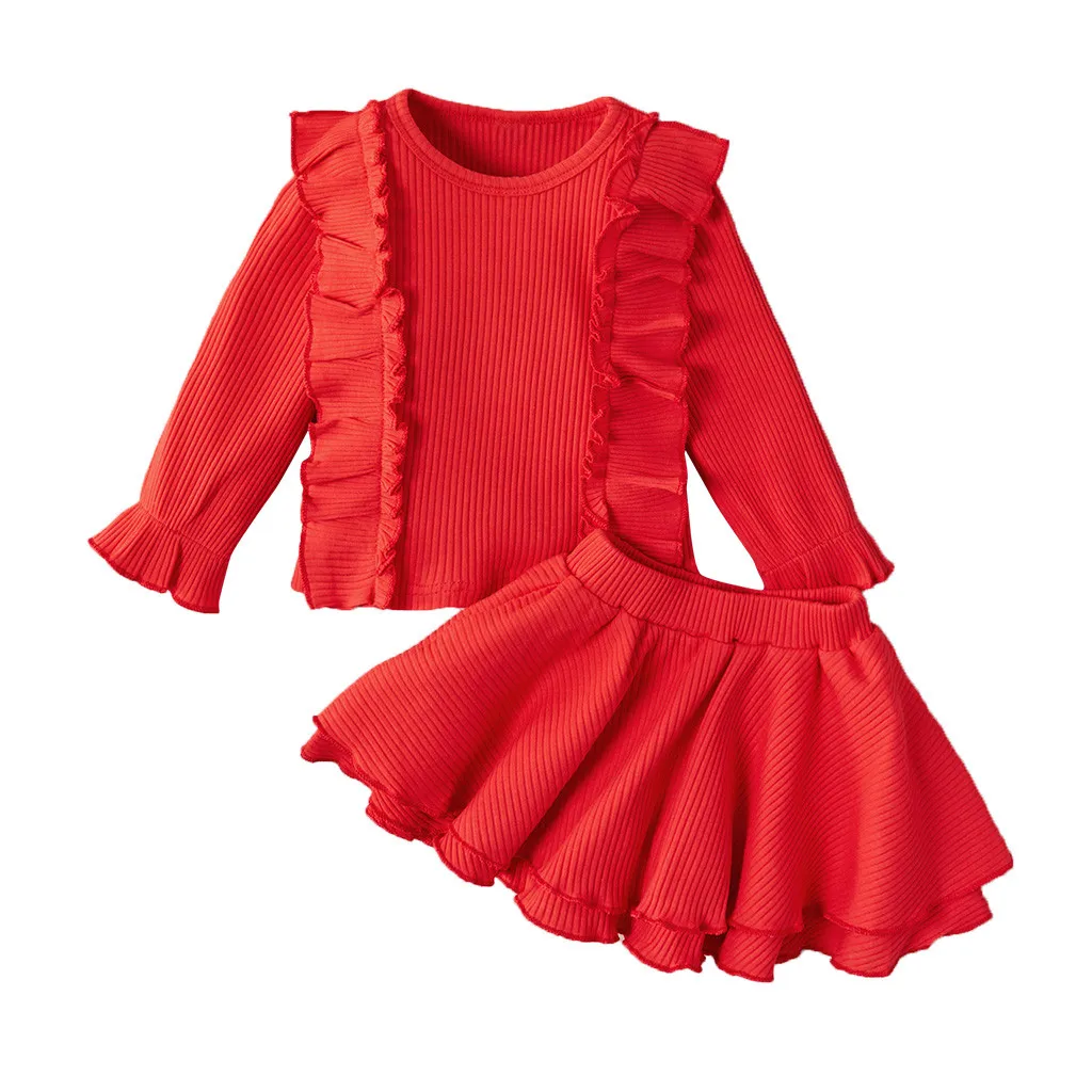 Однотонная Одежда для новорожденных девочек ребристые наряды детские топы с