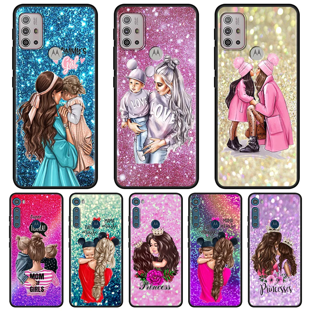 

Phone Case For Motorola One Fusion Hyper G9 G8 Play Plus Power Lite E6s G60 G50 G30 Edge 20 Soft Coque Shining Mama Mom Girl