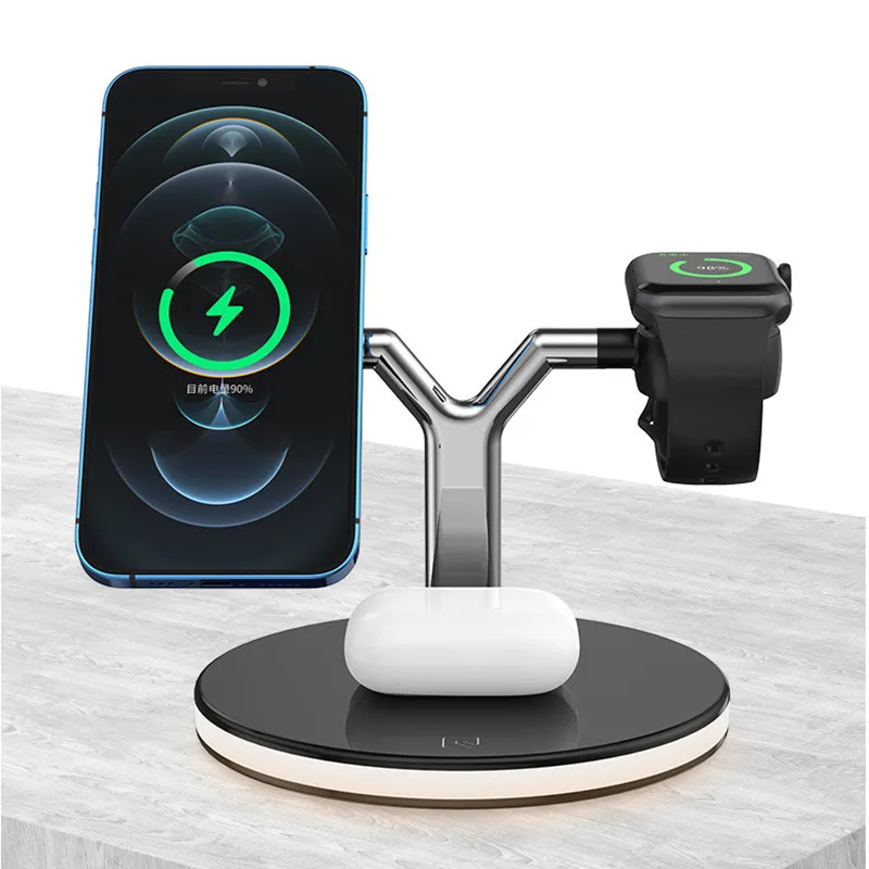 

3 In 1 Magnetic Wireless Charger 15W Fast Charging Station for Magsafe IPhone 12 Pro Max Chargers for Apple Watch Airpods Pro