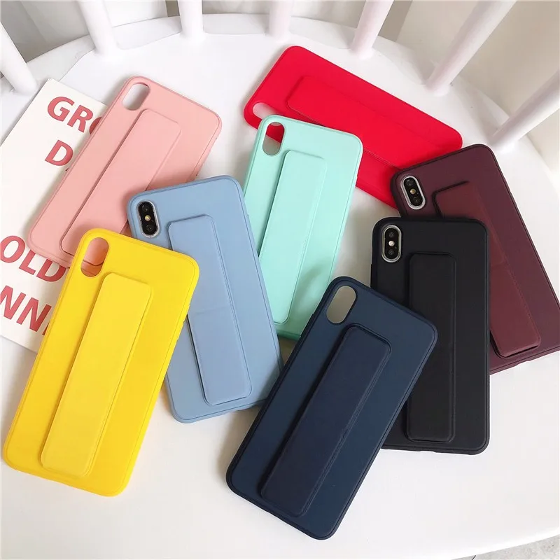 

Simple Color Frosted Bracket Phone Cover Case For Iphone X 11 12 Pro Xs Max Mini Xr 10 8 7 Plus Se 4.7 Luxury Soft Coque Fundas