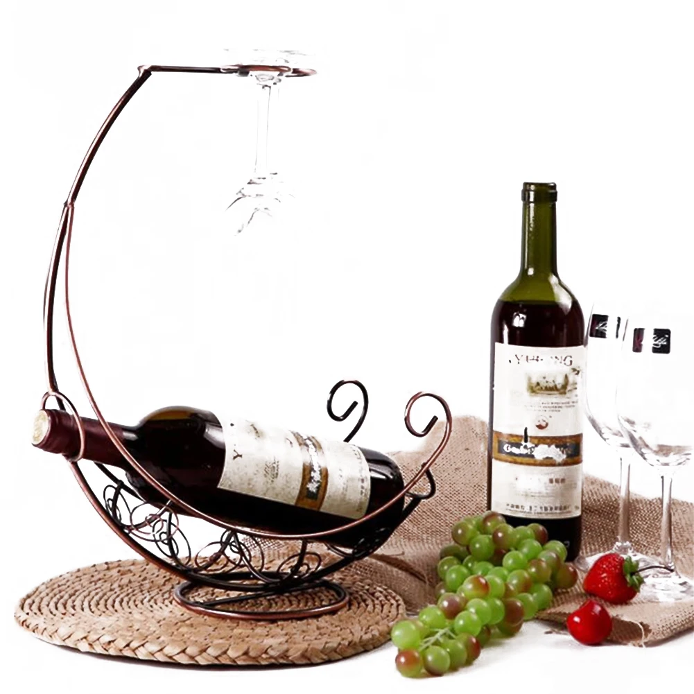 

AA Wine and Glass Holder Creative Freestanding Tabletop Wine Rack and Stemware Holder Home Decoration