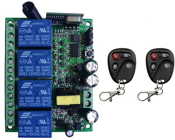 Коричневый Универсальный AC110V 220V 230V 10A реле 4CH 4 CH Беспроводной RF пульт дистанционного управления передатчик+ модуль приемника, 315/433 MHz - Цвет: Коричневый