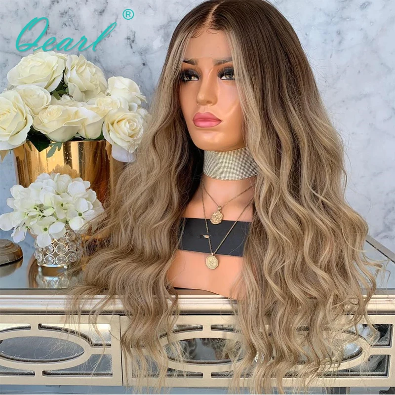 

Ashy Blonde Human Hair Frontal Wig for Women 13x4/13x6 Transparent Lace Front Wigs Ombre Brazilian Wavy Remy Hair 150% Qearl