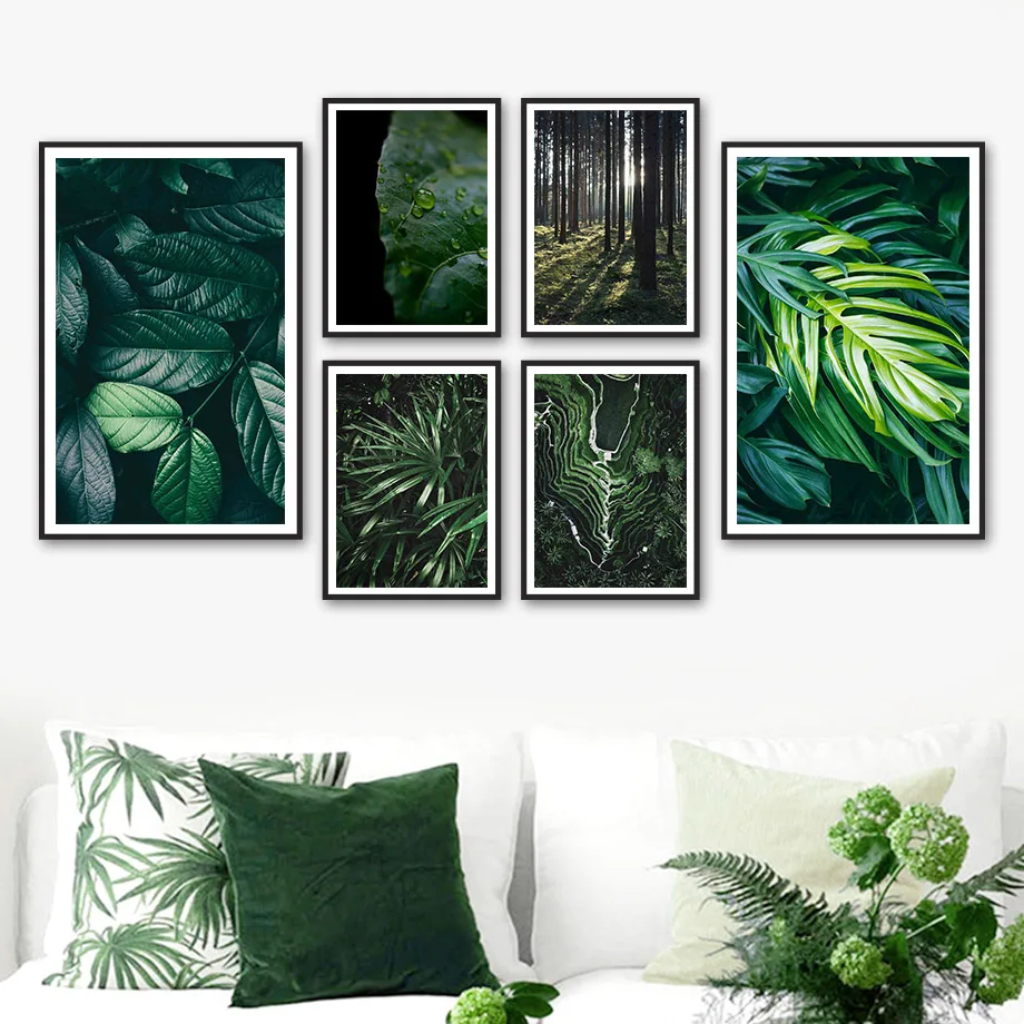 

Monsteras Green Leaves Forest Terraces Wall Art Canvas Painting Nordic Posters And Prints Wall Pictures For Living Room Decor