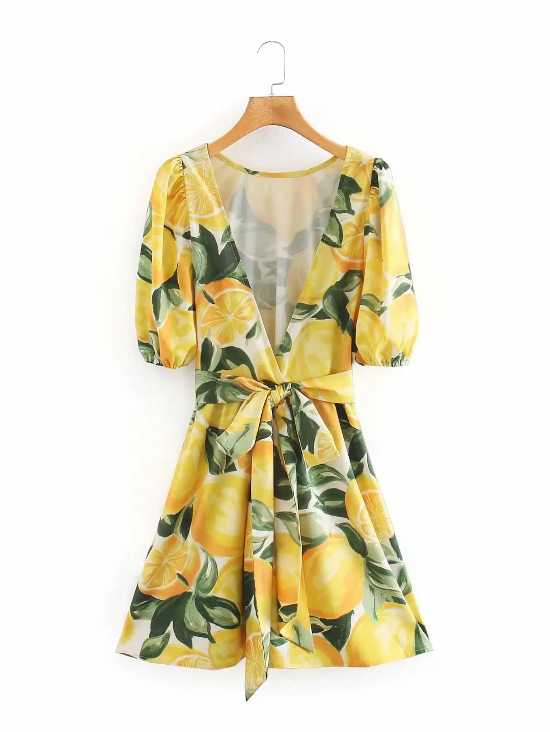 Женское платье с открытой спиной za винтажное желтое модель XDN9550 на весну и лето 2020