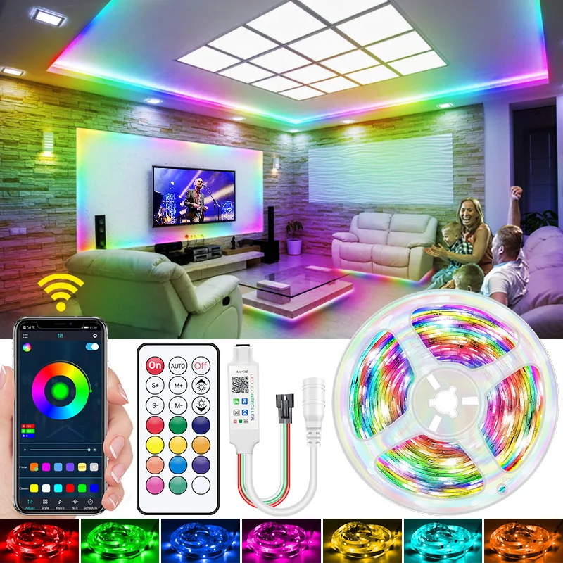 

Dream Color LED Strip Lights 5050 RGB WS2811 IC Phone APP Control Luces 5M 10M 15M Diode Flexible Ribbon Tape Wall Bedroom DC12V