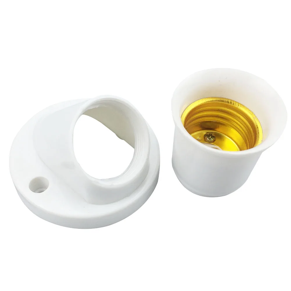 

E27 Plastic Heat Resistant Lamp Holder Screw Lighting Fixture Adapter Converter Easy Install Light Bulb Base Oblique