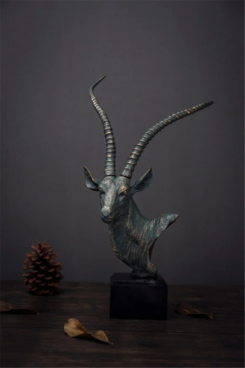 Современная Скульптура кантри голова антилопы украшение из смолы ремесленное