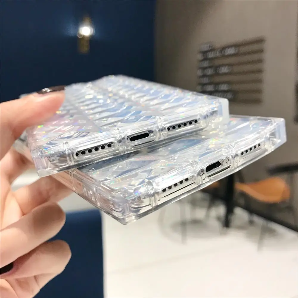 3D Laser Gradient Shockproof Silicone Phone Case For iPhone X XR XS Max 8 7 6 6S Plus Transparent Soft TPU Protection Back Cover |