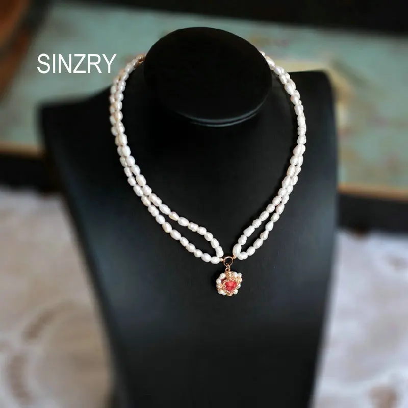 SINZRY original handmade natural freshwater pearl vintage two layer chokers necklace band for Women party jewelry accessory | Украшения и