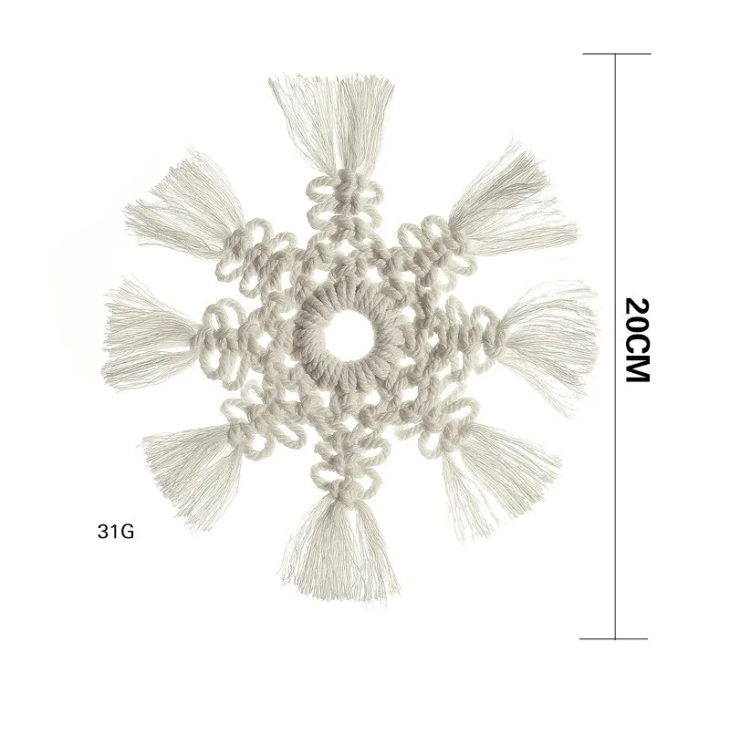 

2PC Creative Simple Cotton Rope Ornaments Hand-woven Snowflake Pendant Christmas Decoration Home Wall Hanging Ornaments