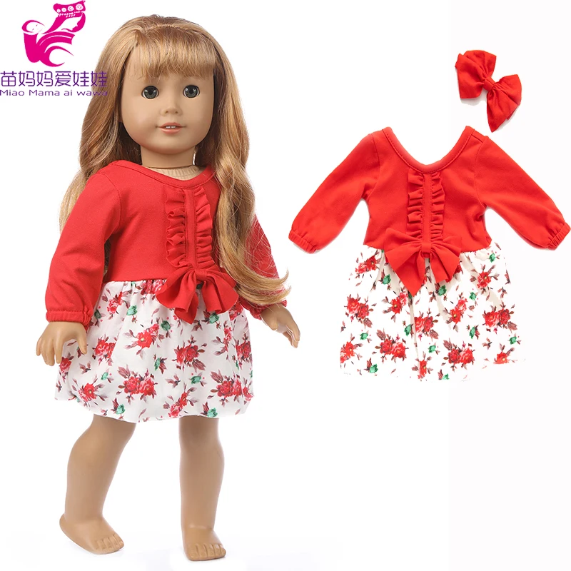 

Baby Doll Red bow dress 18 Inch American generation girl Doll skirt