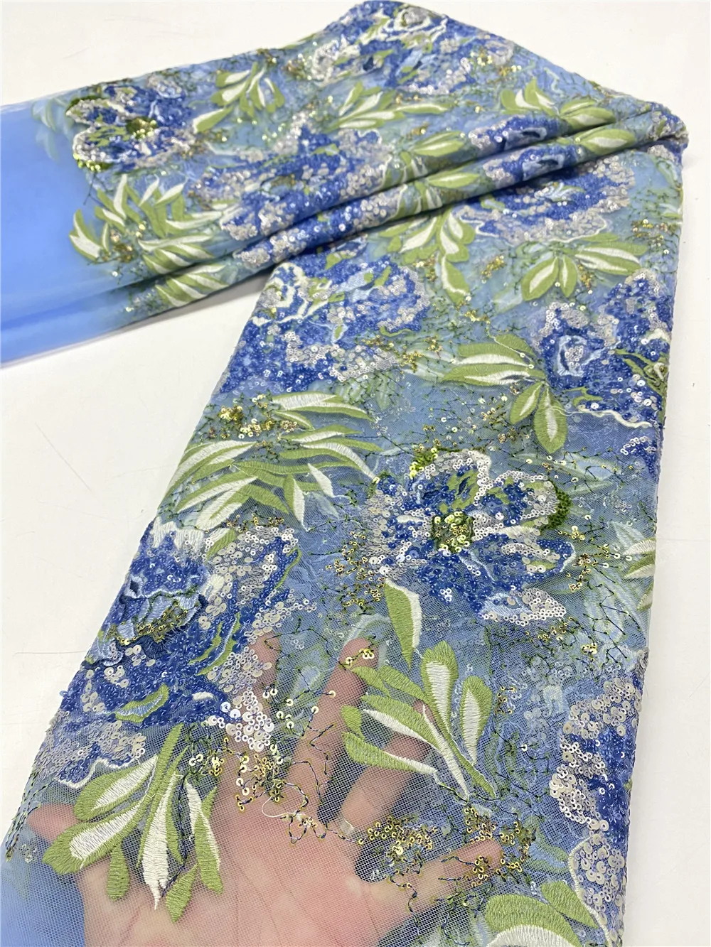 

XIYA модные синие & в африканском стиле зеленого цвета, с блестками блестящие кружева ткани в нигерийском стиле оптовая продажа кружевной тка...