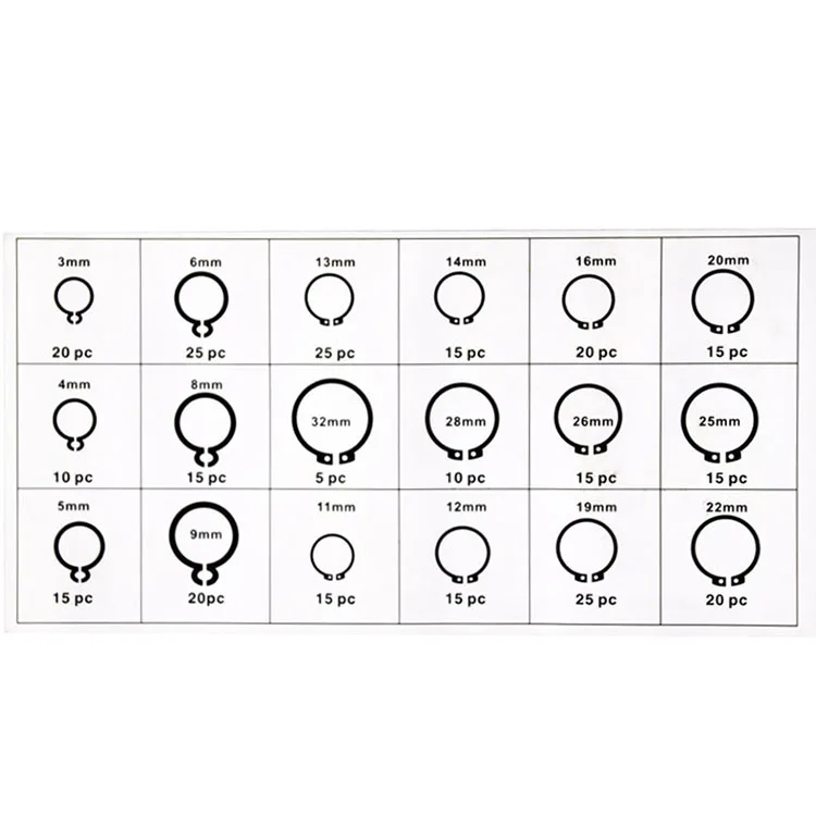

300pcs Type C Snap Ring Carbon Steel Opening Blackening Retaining Ringing External Circlip Shaft Use Snaps Retaining Rings Set