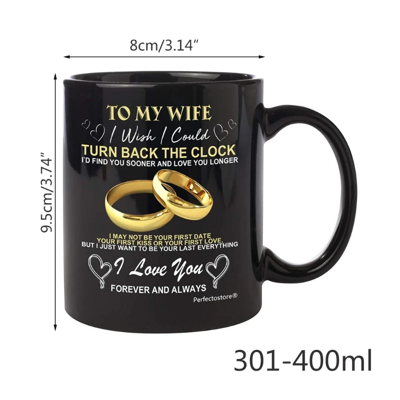 

Coffee Mug 13oz To My Wife Husband Tune Back the Clock Black Mug Gift For Couple