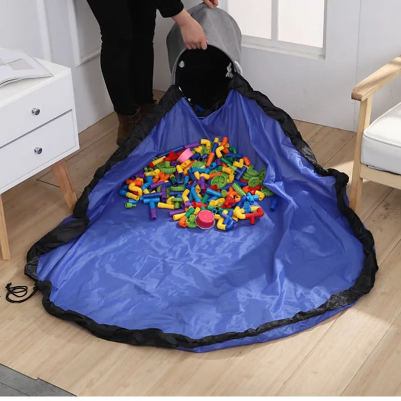 

1.5M 2 in 1 Portable Kids Toy Storage Basket Bag Play Mat Toy Clean up Storage Container Kids Toys Organizer Drawstring Pouch
