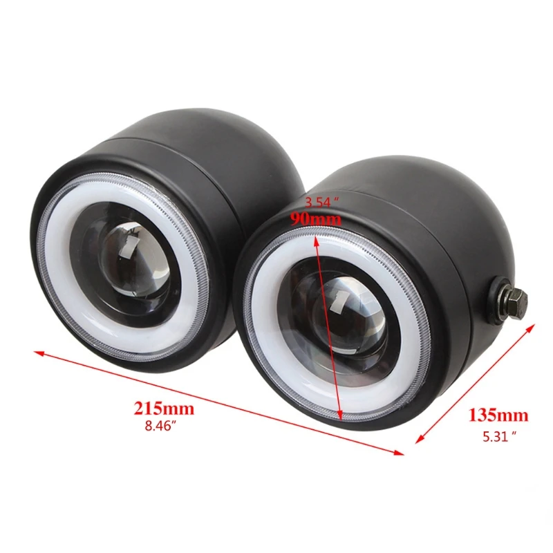 

Motorcycle Headlight Double LED Headlamp Round Headlight Angel Eyes for CG125
