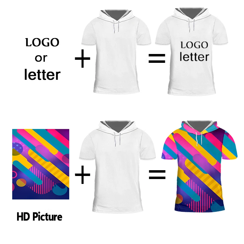 IFPD европейский размер 3D принт футболка с капюшоном летняя черная белая принтом