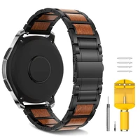 stainless steel wood strap replacemnet for samsung gear s3galaxy watch 46mm band 22mm wood wristband bracelet for galaxy 46mm