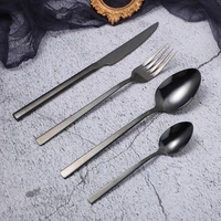 black tableware set stainless steel cutlery set black cutlery spoon fork knife set dinnerware 4pcs mirror silverware flatware