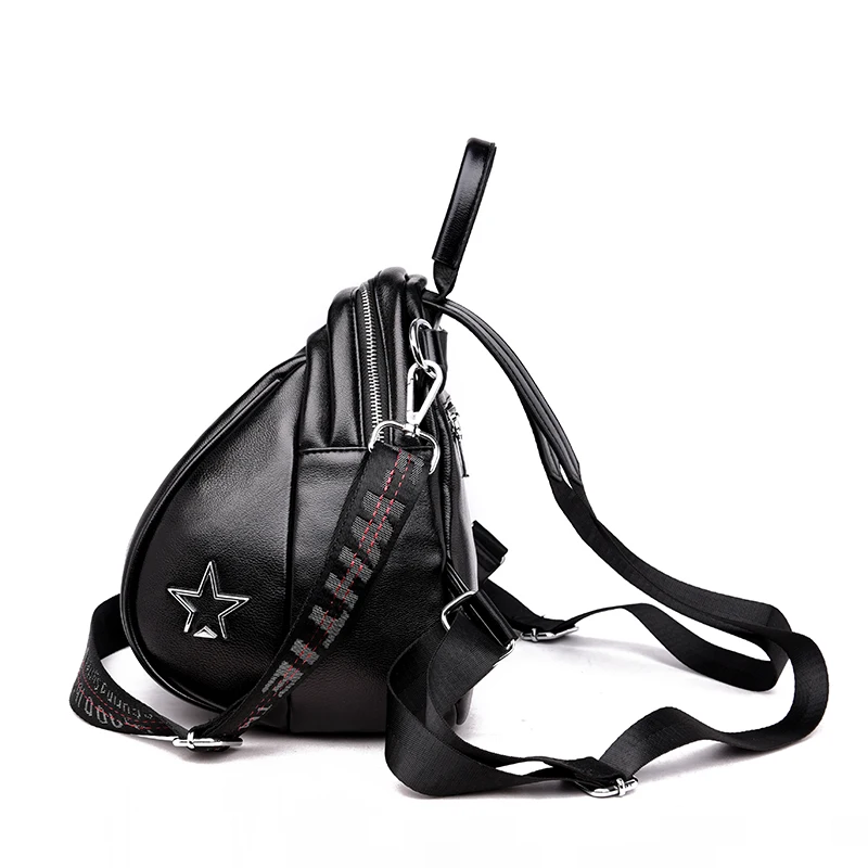 Женский рюкзак из мягкой кожи маленький дорожный блестящей школьный мини для