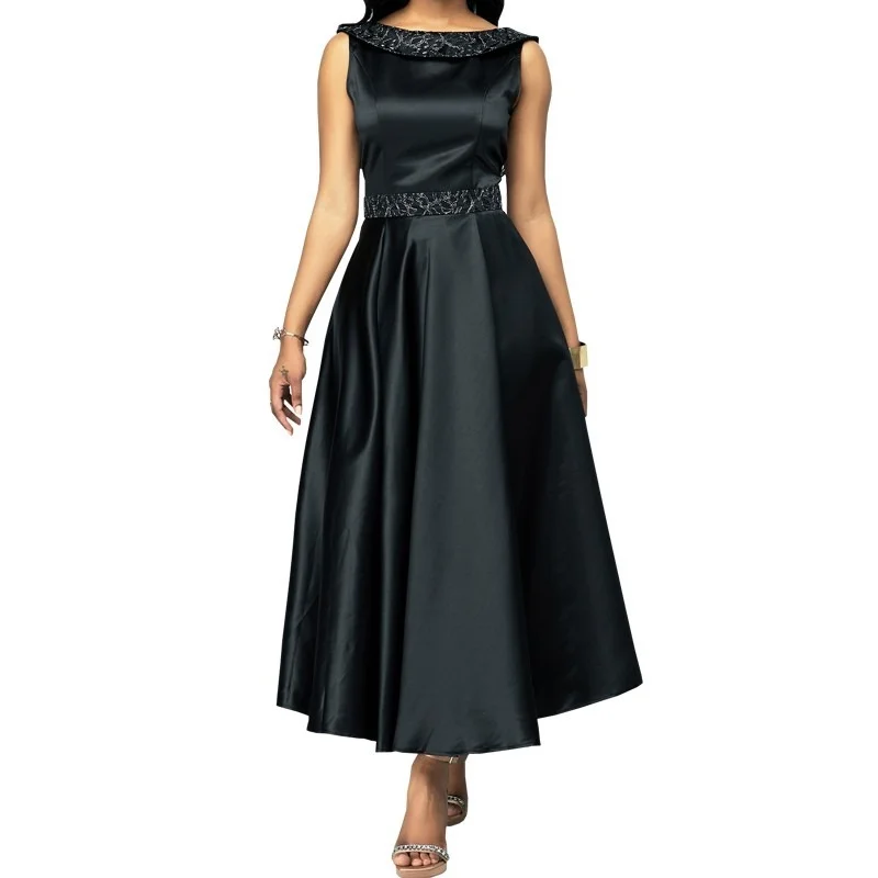 

Elegant O-neck Collar Women Dress 2021 Casual Plus Size 5XL Female Fashion Office Work Lady Vintage Party Long Dresses Vestidos