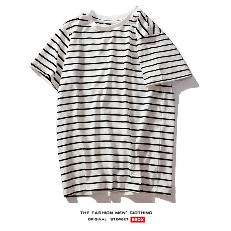 White T-shirt Черно-белая полосатая одежда с высоким воротником для мужчин и женщин, четырехсезонная футболка с длинными рукавами, короткая футболка, Осенний подарок бойфренду - Цвет: White T-shirt
