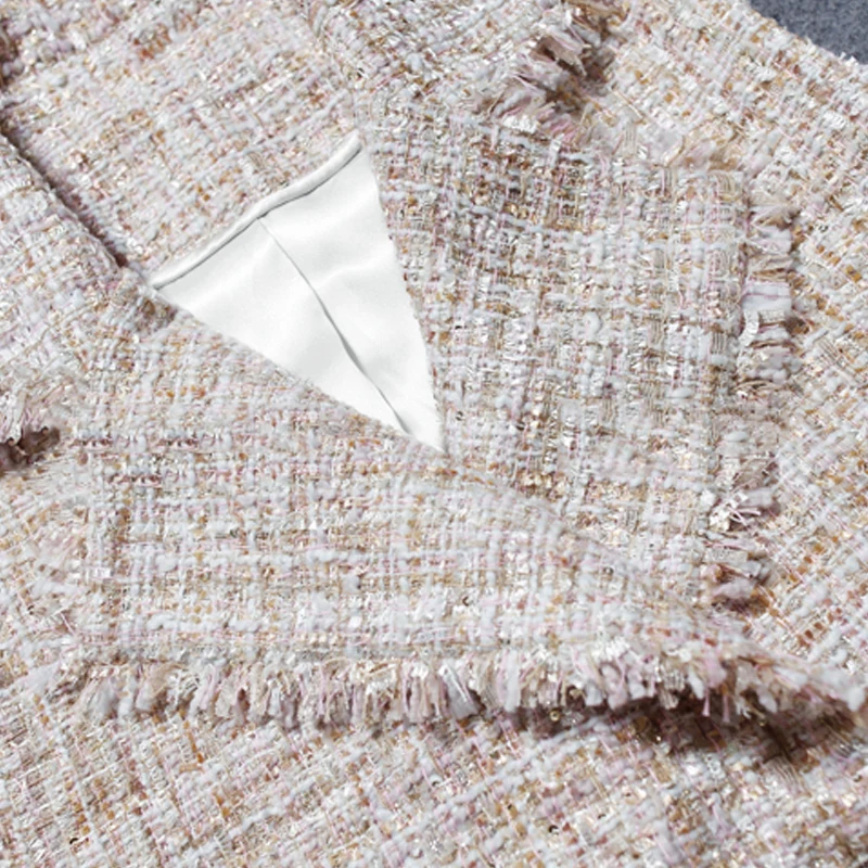 

Tweed jacket sleeveless autumn and winter women's jackets ladies hand-drawn lapel small fragrance long jacket