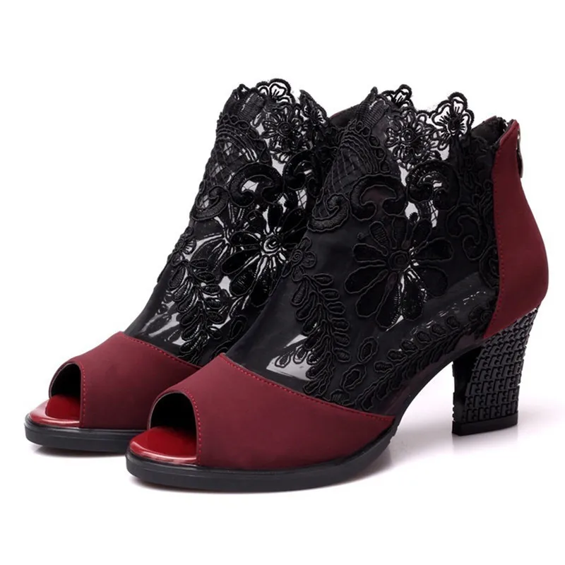 2019 женские Feminina Sandals на квадратном высоком каблуке с сексуальным цветочным