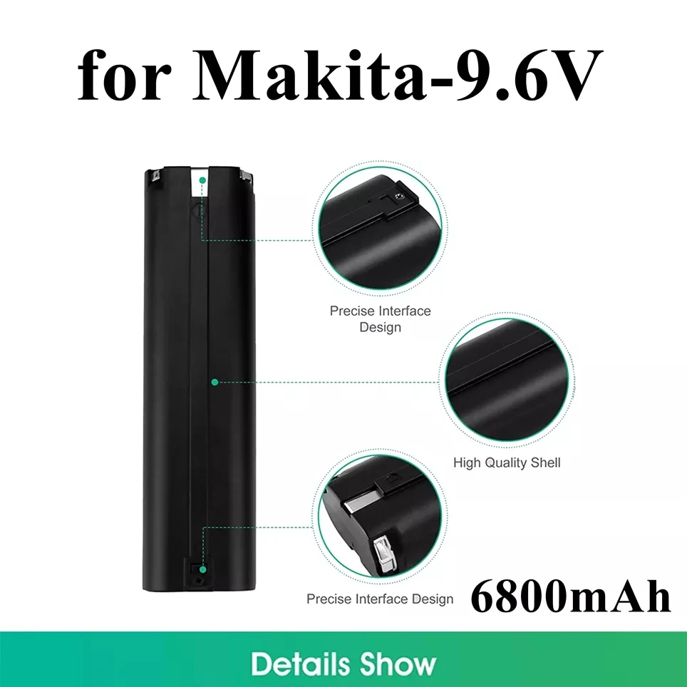 

6.8Ah 9.6V Ni-MH Battery for Makita 9000 9001 9002 9033 9600 193890-9 192696-2 632007-4 5090D 6012HD 4190D 4190DW 4300D 4390D
