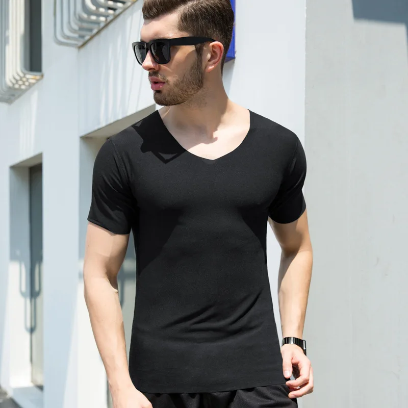 Мужская Повседневная футболка из ледяного шелка однотонные летние футболки топы