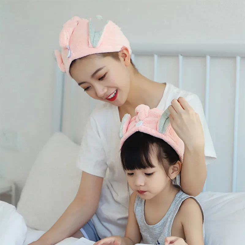 

Rabbit Ears Cotton Dry Hair Cap Adult Children's Strong Absorbent Headscarf Shower Cap Dry Hair Cap Bathroom Accessories