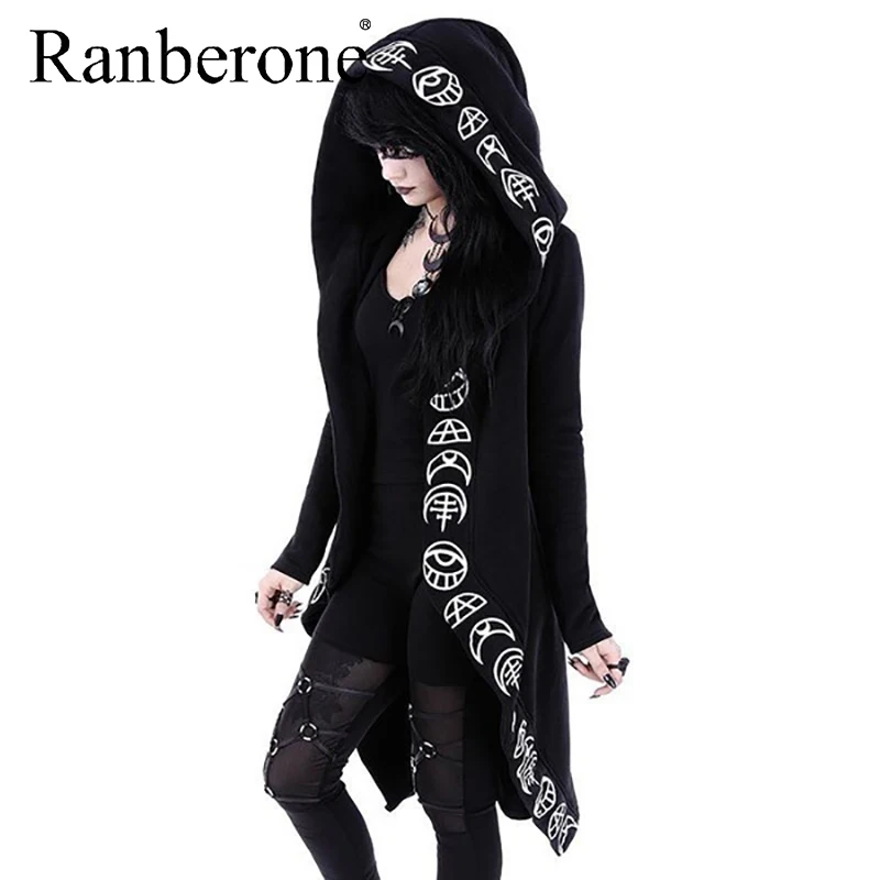 Halloween Hoodie Women Lady Gothic Hooded Sweatshirt Coat Swing Dress Costume Black Plus Size Sweatshirts Women's Tracksuit 2020