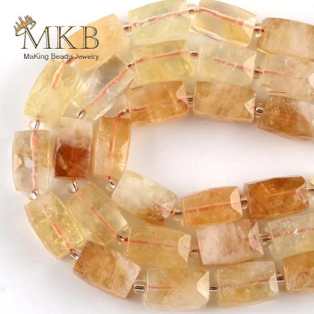 

Natural Stone Citrines Yellow Quartz Faceted Column Beads Spacer Loose Beads For Jewelry Making DIY Bracelets Jewellery 15inches