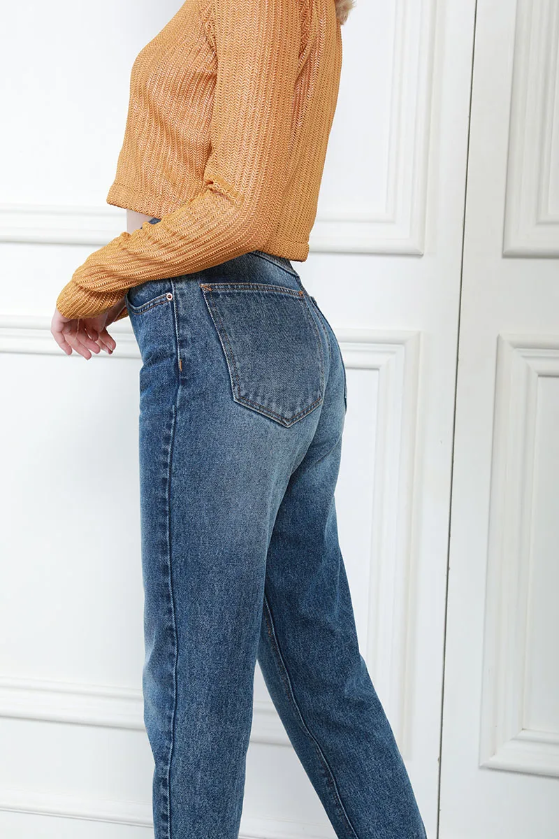 Женские джинсовые брюки для отдыха на осень и зиму, средняя талия, удобные женские джинсы из хлопка