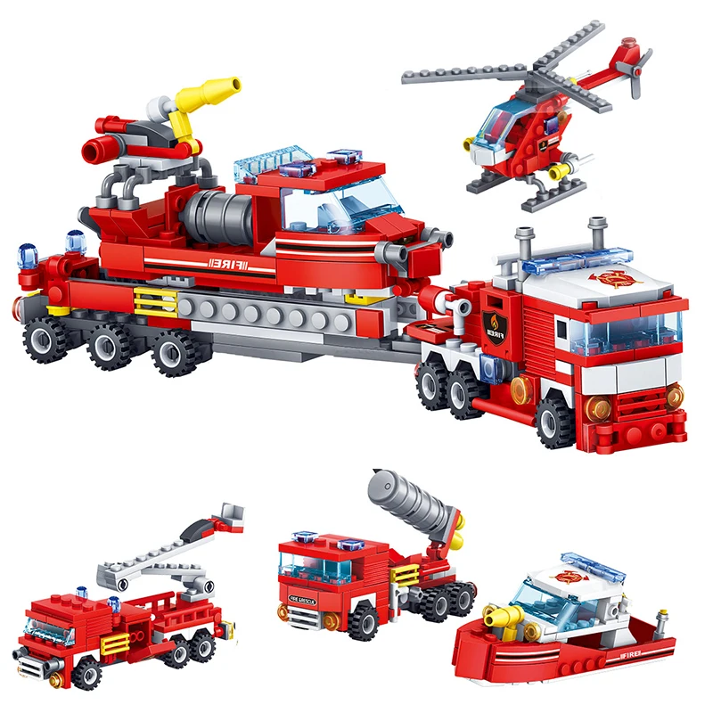 

Mailackers City Fire Station Model Building Blocks City Construction Fire Fighter Truck Bricks Toys For Children Gifts 348PCS