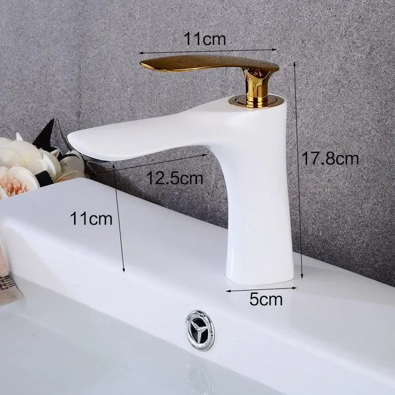 Белый с золотым смеситель для раковины кран ванной комнаты одной ручкой