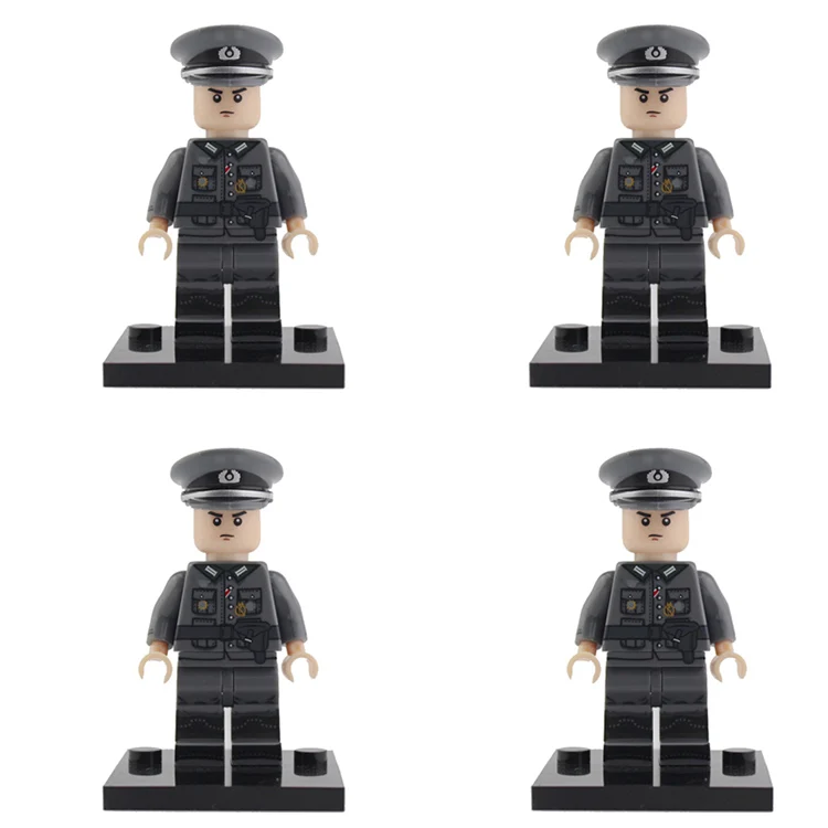 D1-4PCS WW2 военная армия солдат фигурки строительные блоки Minifigs армейский солдатский шлем оружие шарф аксессуары Кирпичи игрушки для детей - Цвет: D1-4PCS