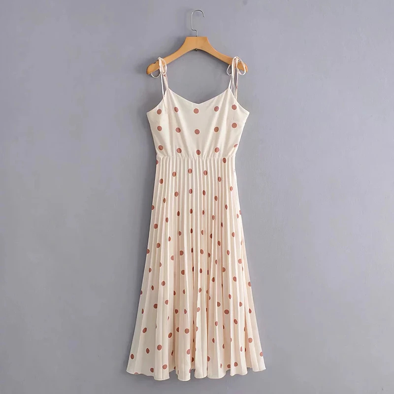 Милое пляжное вечернее платье летнее шикарное женское точечный принт шифон