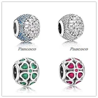 authentic 925 sterling silver charm pave blue enchanted with mix crystal beads fit pandora bracelet necklace diy jewelry